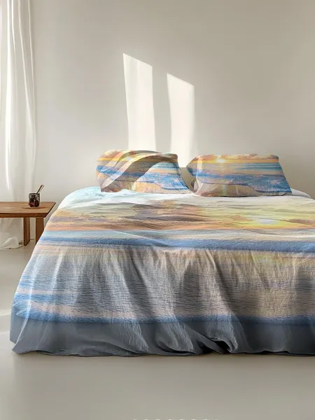 Bedding set, ordinary double bed quilt cover, lightweight, soft and comfortable quilt cover, pillowcase, suitable for all seasons (without sheets, without fillers)