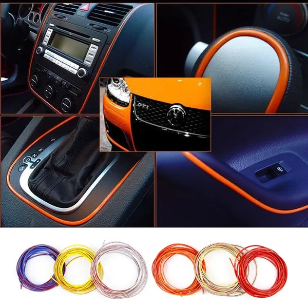 5M /Lot Car Styling indoor Car Interior Exterior Body Modify Decal Mouldings Auto Car Sticker Stickers Decoration Thread 6 Color