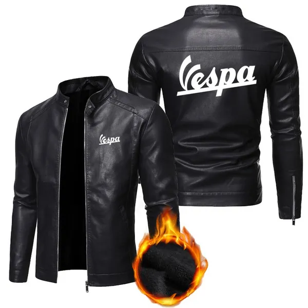 New Style Men's Long Sleeve Zipper Jacket Warm In Autumn and Winter Men's Stand Collar Motorcycle Leather Jacket Fashion Trend Men's Flying Jacket