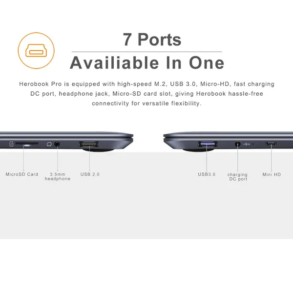 CHUWI HeroBook Pro 14.1 Intel N4020 CPU Win11 Quad Core 8GB RAM 256GB SSD Full Size Keyboard Ultrabook