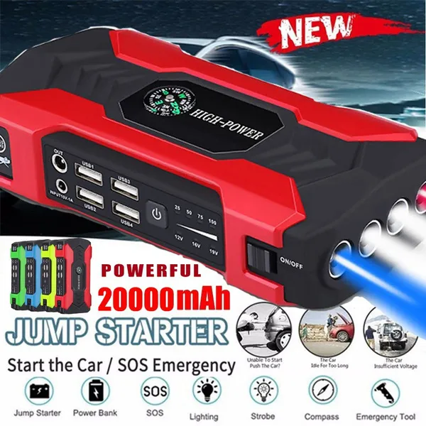 20000mAh Car Jump Starter Power Booster Charger Household Cars Portable Rechargable Battery Starter Power Bank