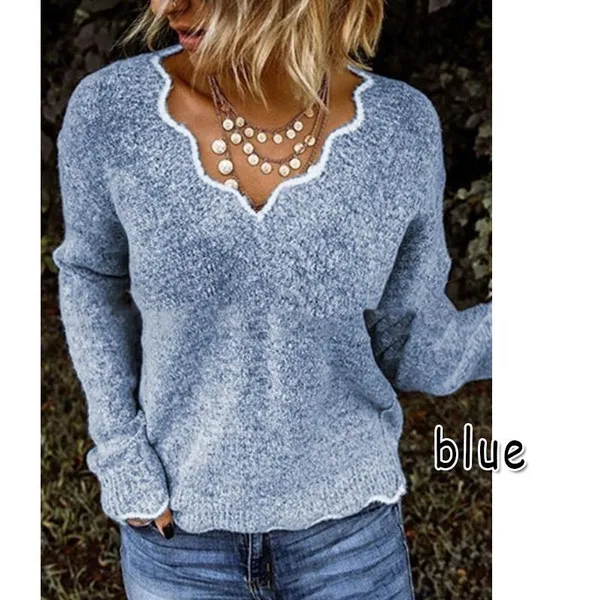 Plus Size S-5XL Women's Fashion Long Sleeve Solid Color Knitted Sweater Casual Irregular Collar Pullovers Bottoming Shirt