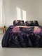 Three-piece fluffy printed double bed set, soft, comfortable and breathable bedding set, suitable for all seasons (without sheets, without fillers)