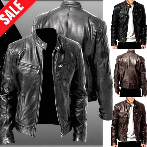 Fashion Men Classic Casual Motorcycle Leather Jackets Coat Men Fashion Business Jacket Coats