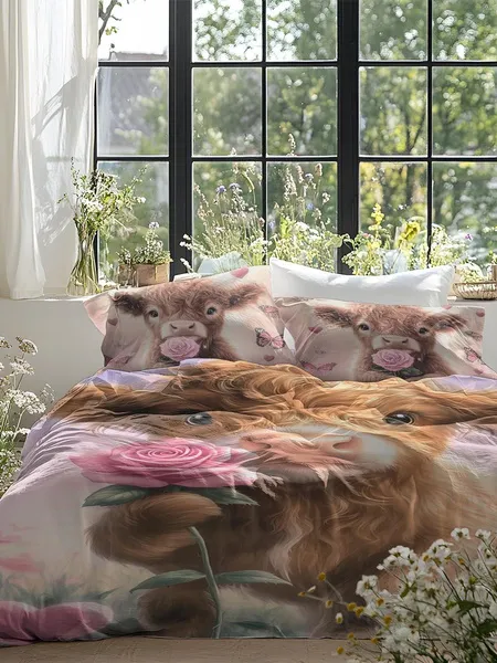 Bedding set, ordinary double bed quilt cover, lightweight, soft and comfortable quilt cover, pillowcase, suitable for all seasons (without sheets, without fillers)