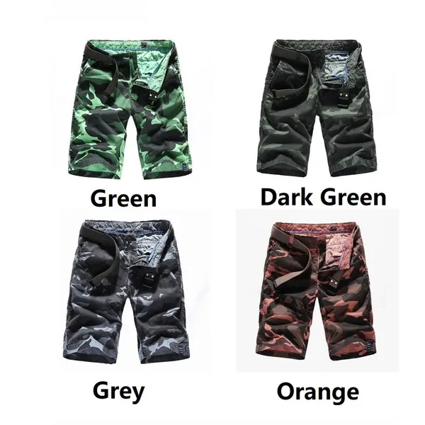 Men's Cargo Shorts Summer men's overalls camouflage middle pants no belt