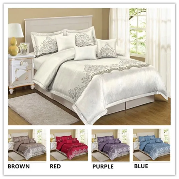 Luxury Fashion 6 Colors Flower Lace Printed Bedding Sets 6 Size Single Double Full Queen King Duvet Cover Set with Pillowcase (Without Bedsheet)