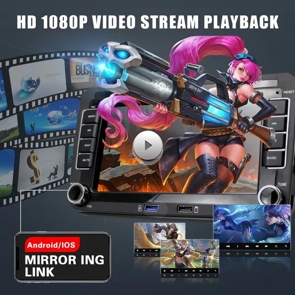 Newest Android 10.0 2 din Car Stereo Radio 7'' Autoradio GPS WIFI Car MP5 Player with Dual USB Port FM for Golf Polo Tiguan Passat b7 b6 SEAT leon Skoda Octavia[Support Phone Charging]