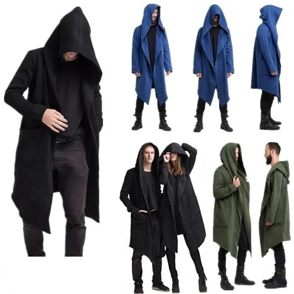 Autumn and Winter Fashion Men's Hooded Coat Cloak Male Long Cardigan Hoodies Gothic Capes（4 Colors）