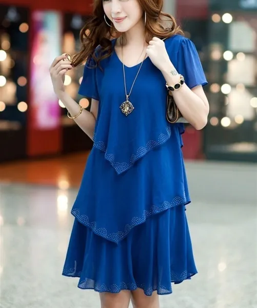Summer woman Loose Ruffles Chiffon dress robe femme ete dresses Plus Size woman clothing vestido S-5XL
