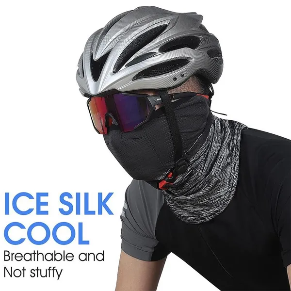 WEST BIKING Ice Silk Sunproof Cycling Scarf Outdoor Fishing Breathable Drawstring Mask Men Bicycle Bandana Cooling Sport Gear