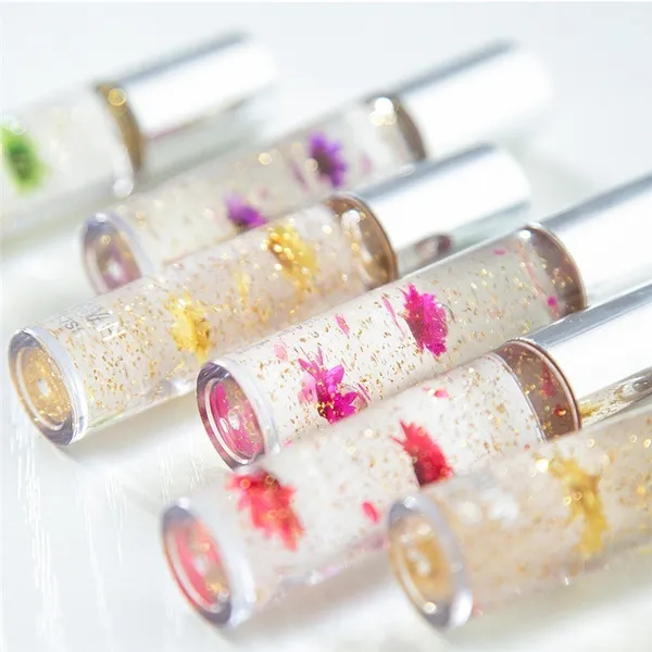 1pcs Flower Temperature Color Change Lip Gloss Crystal Transparent Moisturizing Lip Oil Lipstick