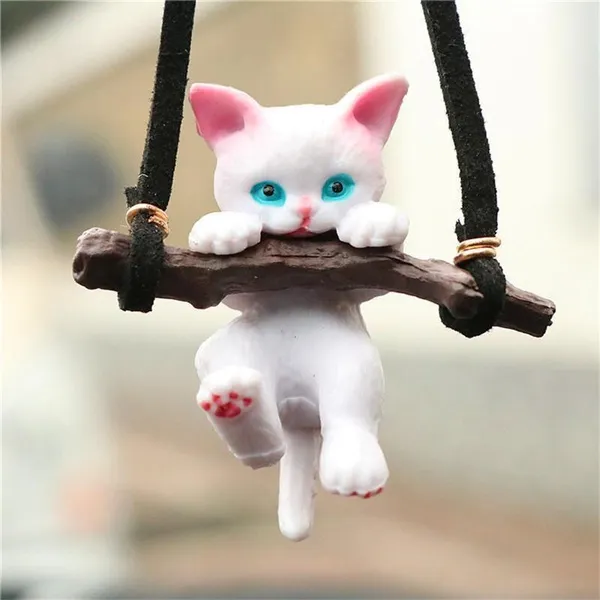 1Pc Car Pendant Creative Cute Branch Cat Rearview Mirror Pendant Car Interior Decoration For Girls Car Interior Accessories