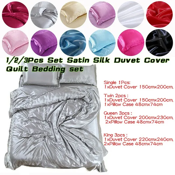 1/2/3PCS Popular Silk Damask Bed Linen Duvet Cover Bedsheet Sets Luxury Silk Bedding