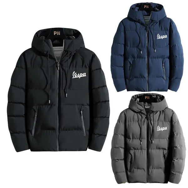 Winter Warm Coat Men's Long Sleeve Zipper Coat Casual Hooded Padded Warm Down Cotton-padded Jacket Cotton-padded Jacket