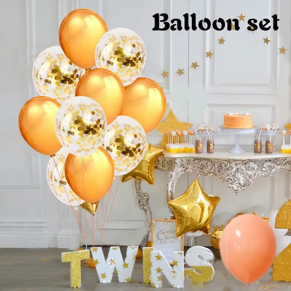 10/14/20pcs Rose Gold Party Confetti Sequin Balloon Accessories Heart Ballons Wedding Ballons Decoration Birthday Accessories Party Baloon