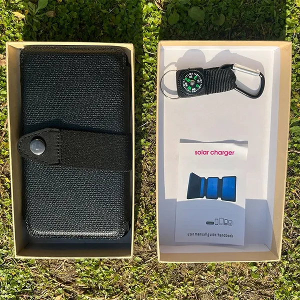 Folding Solar Charger Compass 5V 2A USB Portable Solar Panel Plate Outdoor Battery Cell Charging for Camp Hiking Phone