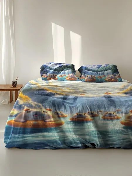 Bedding set, ordinary double bed quilt cover, lightweight, soft and comfortable quilt cover, pillowcase, suitable for all seasons (without sheets, without fillers)