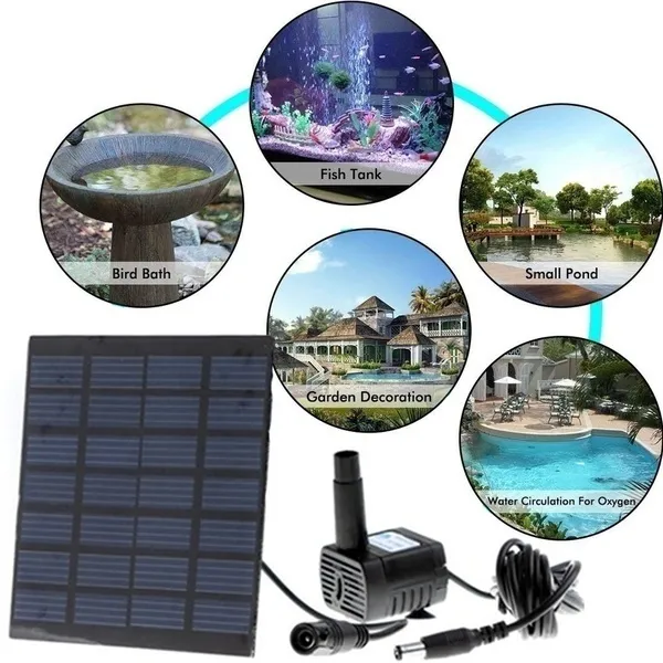 High Quality! 1.2W Miniature Brush-less Aquarium Fountain Pond Solar Submersible