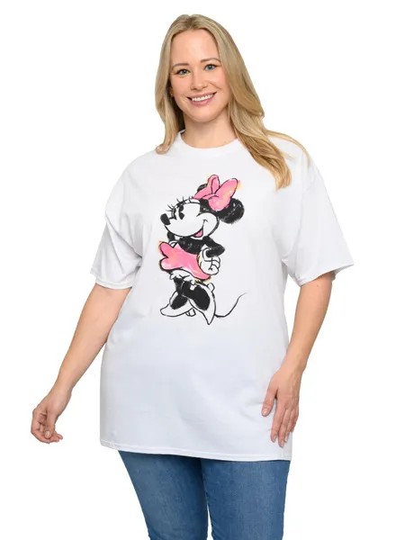 Disney Women's Plus Size Minnie Mouse T-Shirt Sketch Art White (Size 4X Only)