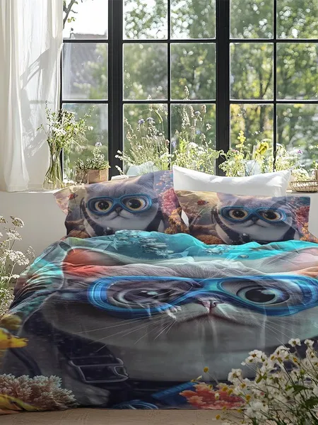 Bedding set, ordinary double bed quilt cover, lightweight, soft and comfortable quilt cover, pillowcase, suitable for all seasons (without sheets, without fillers)