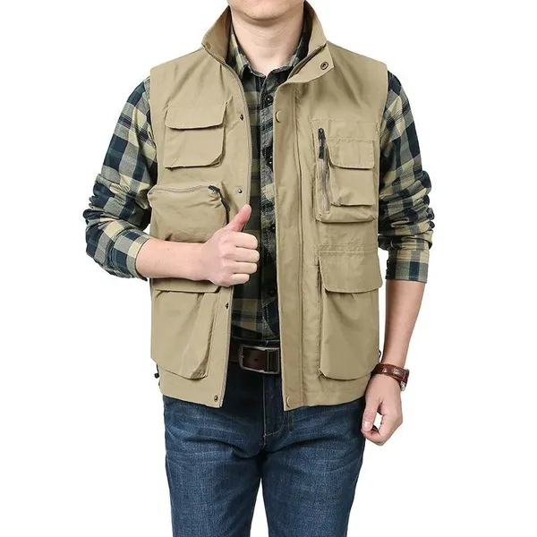 Mens Vest Waistcoat Utility Multi-Pocket Fishing Vest Sports Workwear Fisherman