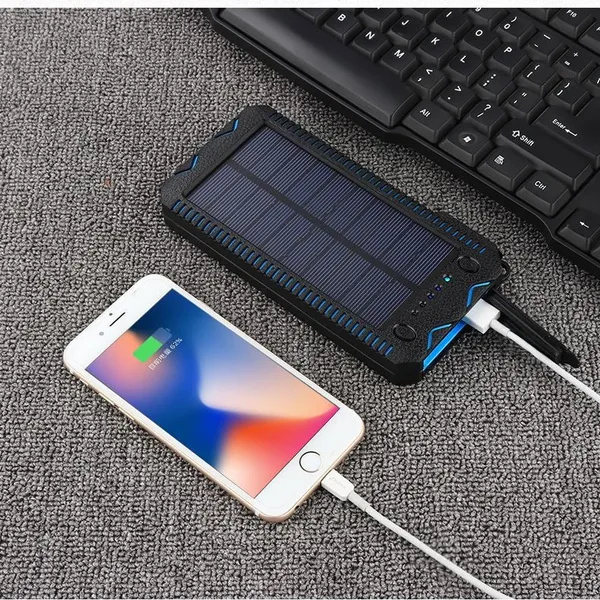 Dual USB Port Solar Mobile Power Bank Large Capacity Outdoor Emergency Fast Charging Mobile Power Bank 10000 mah