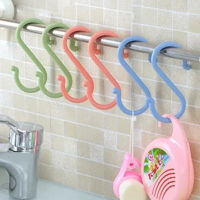 8 PCS/Set Multifunctional plastic S-shaped door hook kitchen hooks creative bathroom nail hooks wardrobe clothes S hooks